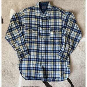 Vintage Pendleton Men's Wool Button Down Plaid Shirt Made in USA Size 15 1/2